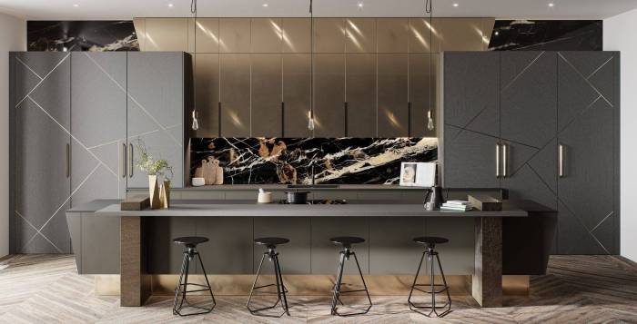 Luxury kitchen design incorporating bold colors and patterns